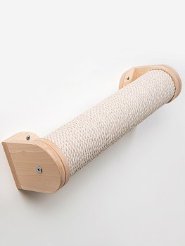 Настенная когтеточка столбик из фанеры с белым канатом 50 см — бренд Котомото