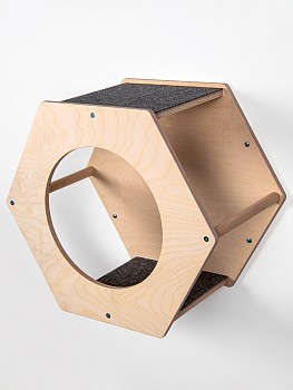 Сота из фанеры для настенного игрового комплекса для кошек с большим круглым окошком