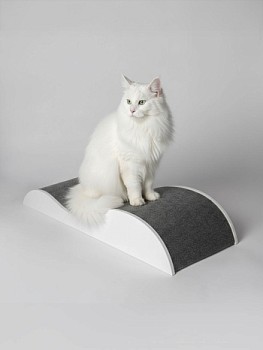 картинка Напольная когтеточка лежанка "Волна" для кошек для мейн-куна (белый)