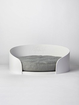 картинка Круглая напольная лежанка для кошек для мейн куна и собак мелких пород (белая)