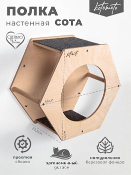 Сота из фанеры для настенного игрового комплекса для кошек с большим круглым окошком