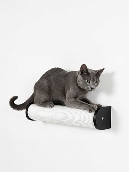 картинка Настенная когтеточка столбик с белым канатом 50см, черный (Настенная когтеточка столбик с белым канатом 50см, черный)