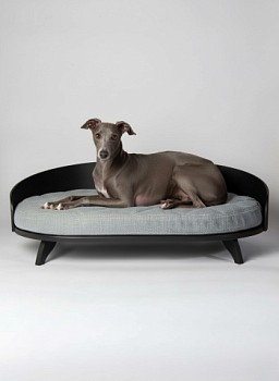 картинка Овальная напольная лежанка для кошек для мейн куна и собак средних пород (чёрная)