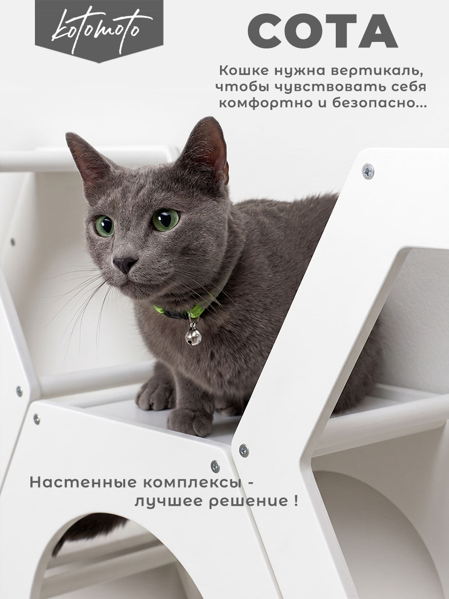 Сота для настенного игрового комплекса для кошек с маленьким круглым окошком, белый — изображение 3
